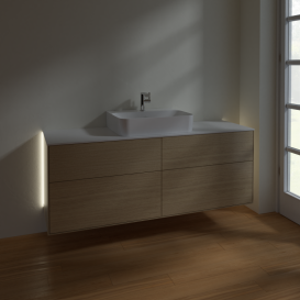 Тумба под раковину Villeroy & Boch Finion 160х50,1 см с подсветкой МДФ шпон дуба/стекло белое матовое G19100PC