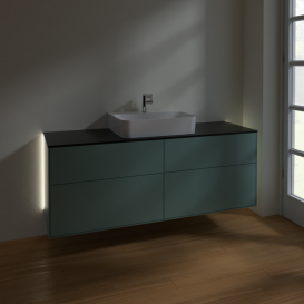 Тумба под раковину Villeroy & Boch Finion 160х50,1 см с подсветкой МДФ оливковый матовый лак/стекло черное матовое G19200GM