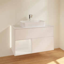 Тумба под раковину Villeroy & Boch Finion 100х50,1 см с подсветкой МДФ белый матовый лак/стекло белое матовое G241GFMT