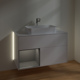 Тумба под раковину Villeroy & Boch Finion 100х50,1 см с подсветкой МДФ белый матовый лак/стекло белое матовое G241GKMT