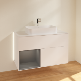 Тумба под раковину Villeroy & Boch Finion 100х50,1 см с подсветкой МДФ белый матовый лак/стекло белое матовое G241GKMT
