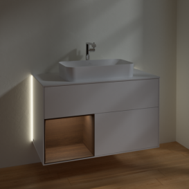 Тумба под раковину Villeroy & Boch Finion 100х50,1 см с подсветкой МДФ белый матовый лак/стекло белое матовое G241GNMT