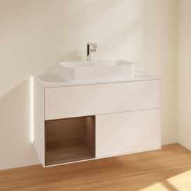 Тумба под раковину Villeroy & Boch Finion 100х50,1 см с подсветкой МДФ белый матовый лак/стекло белое матовое G241GNMT