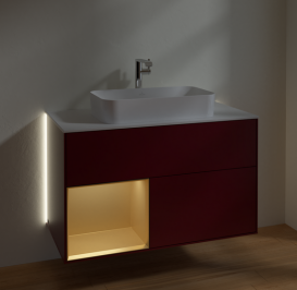 Тумба под раковину Villeroy & Boch Finion 100х50,1 см с подсветкой МДФ пион матовый лак/стекло белое матовое G241HFHB