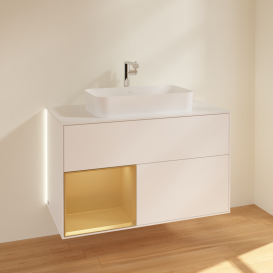 Тумба под раковину Villeroy & Boch Finion 100х50,1 см с подсветкой МДФ белый матовый лак/стекло белое матовое G241HFMT