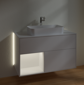 Тумба под раковину Villeroy & Boch Finion 100х50,1 см с подсветкой МДФ глянцевый белый лак/стекло белое матовое G241MTGF