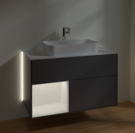 Тумба под раковину Villeroy & Boch Finion 100х50,1 см с подсветкой МДФ антрацит матовый лак/стекло белое матовое G241MTGK