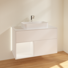 Тумба под раковину Villeroy & Boch Finion 100х50,1 см с подсветкой МДФ белый матовый лак/стекло белое матовое G241MTMT