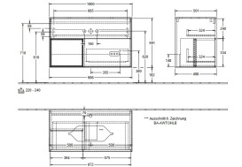 Тумба под раковину Villeroy & Boch Finion 100х50,1 см с подсветкой МДФ антрацит матовый лак/стекло белое матовое G241PDGK