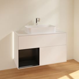 Тумба под раковину Villeroy & Boch Finion 100х50,1 см с подсветкой МДФ белый матовый лак/стекло белое матовое G241PDMT