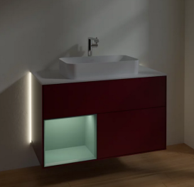 Тумба под раковину Villeroy & Boch Finion 100х50,1 см с подсветкой МДФ пион матовый лак/стекло белое матовое G241GMHB