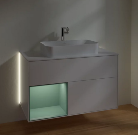 Тумба под раковину Villeroy & Boch Finion 100х50,1 см с подсветкой МДФ белый матовый лак/стекло белое матовое G241GMMT