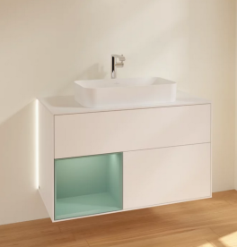 Тумба под раковину Villeroy & Boch Finion 100х50,1 см с подсветкой МДФ белый матовый лак/стекло белое матовое G241GMMT