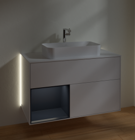 Тумба под раковину Villeroy & Boch Finion 100х50,1 см с подсветкой МДФ глянцевый белый лак/стекло белое матовое G241HGGF