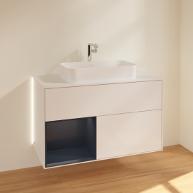 Тумба под раковину Villeroy & Boch Finion 100х50,1 см с подсветкой МДФ глянцевый белый лак/стекло белое матовое G241HGGF