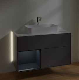 Тумба под раковину Villeroy & Boch Finion 100х50,1 см с подсветкой МДФ антрацит матовый лак/стекло белое матовое G241HGGK