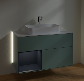 Тумба под раковину Villeroy & Boch Finion 100х50,1 см с подсветкой МДФ оливковый матовый лак/стекло белое матовое G241HGGM