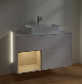 Тумба под раковину Villeroy & Boch Finion 100х50,1 см с подсветкой МДФ белый матовый лак/стекло белое матовое G241PCMT