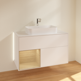 Тумба под раковину Villeroy & Boch Finion 100х50,1 см с подсветкой МДФ белый матовый лак/стекло белое матовое G241PCMT