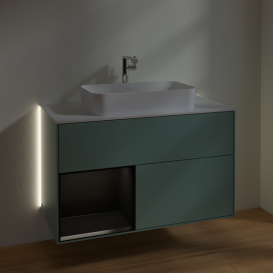 Тумба под раковину Villeroy & Boch Finion 100х50,1 см с подсветкой МДФ оливковый матовый лак/стекло белое матовое G241PDGM