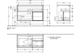 Тумба под раковину Villeroy & Boch Finion 100х50,1 см с подсветкой МДФ шпон грецкого ореха/стекло белое матовое F251HFGN
