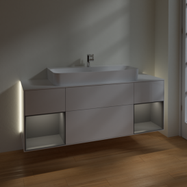 Тумба под раковину Villeroy & Boch Finion 160х50,1 см с подсветкой МДФ глянцевый белый лак/стекло белое матовое G211GKGF