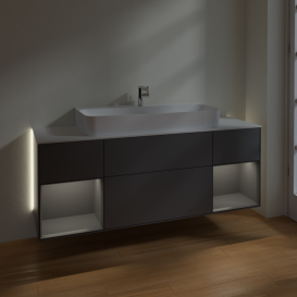 Тумба под раковину Villeroy & Boch Finion 160х50,1 см с подсветкой МДФ антрацит матовый лак/стекло белое матовое G211GKGK