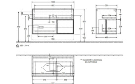 Тумба под раковину Villeroy & Boch Finion 100х50,1 см с подсветкой МДФ пион матовый лак/стекло белое матовое G251GFHB