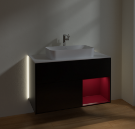 Тумба под раковину Villeroy & Boch Finion 100х50,1 см с подсветкой МДФ черный матовый лак/стекло белое матовое G251HBPD