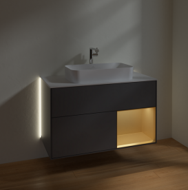 Тумба под раковину Villeroy & Boch Finion 100х50,1 см с подсветкой МДФ антрацит матовый лак/стекло белое матовое G251HFGK