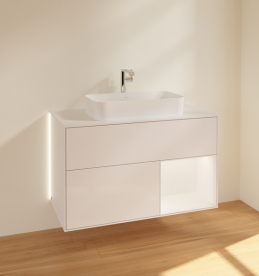 Тумба под раковину Villeroy & Boch Finion 100х50,1 см с подсветкой МДФ глянцевый белый лак/стекло белое матовое G251MTGF