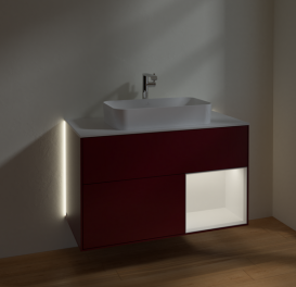 Тумба под раковину Villeroy & Boch Finion 100х50,1 см с подсветкой МДФ пион матовый лак/стекло белое матовое G251MTHB