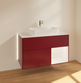 Тумба под раковину Villeroy & Boch Finion 100х50,1 см с подсветкой МДФ пион матовый лак/стекло белое матовое G251MTHB