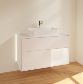 Тумба под раковину Villeroy & Boch Finion 100х50,1 см с подсветкой МДФ белый матовый лак/стекло белое матовое G251MTMT