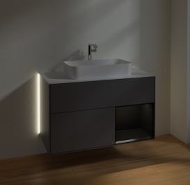 Тумба под раковину Villeroy & Boch Finion 100х50,1 см с подсветкой МДФ антрацит матовый лак/стекло белое матовое G251PDGK