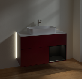 Тумба под раковину Villeroy & Boch Finion 100х50,1 см с подсветкой МДФ пион матовый лак/стекло белое матовое G251PDHB