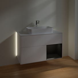 Тумба под раковину Villeroy & Boch Finion 100х50,1 см с подсветкой МДФ белый матовый лак/стекло белое матовое G251PDMT