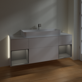 Тумба под раковину Villeroy & Boch Finion 160х50,1 см с подсветкой МДФ белый матовый лак/стекло белое матовое G211GKMT