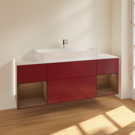 Тумба под раковину Villeroy & Boch Finion 160х50,1 см с подсветкой МДФ пион матовый лак/стекло белое матовое G211GNHB