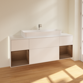 Тумба под раковину Villeroy & Boch Finion 160х50,1 см с подсветкой МДФ белый матовый лак/стекло белое матовое G211GNMT