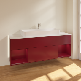 Тумба под раковину Villeroy & Boch Finion 160х50,1 см с подсветкой МДФ пион матовый лак/стекло белое матовое G211HBHB