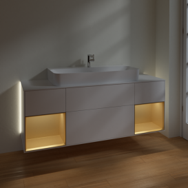 Тумба под раковину Villeroy & Boch Finion 160х50,1 см с подсветкой МДФ белый матовый лак/стекло белое матовое G211HFMT