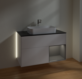 Тумба під раковину Villeroy & Boch Finion 100х50,1 см із підсвічуванням МДФ білий матовий лак/скло чорне матове G252GKMT