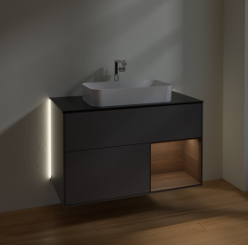 Тумба под раковину Villeroy & Boch Finion 100х50,1 см с подсветкой МДФ антрацит матовый лак/стекло черное матовое G252GNGK