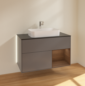 Тумба под раковину Villeroy & Boch Finion 100х50,1 см с подсветкой МДФ антрацит матовый лак/стекло черное матовое G252GNGK