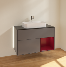 Тумба під раковину Villeroy & Boch Finion 100х50,1 см із підсвічуванням МДФ антрацит матовий лак/скло чорне матове G252HBGK