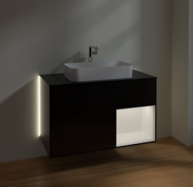 Тумба під раковину Villeroy & Boch Finion 100х50,1 см із підсвічуванням МДФ чорний матовий лак/скло чорне матове G252MTPD