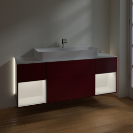 Тумба под раковину Villeroy & Boch Finion 160х50,1 см с подсветкой МДФ пион матовый лак/стекло белое матовое G211MTHB