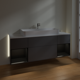 Тумба под раковину Villeroy & Boch Finion 160х50,1 см с подсветкой МДФ антрацит матовый лак/стекло белое матовое G211PDGK