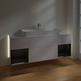 Тумба под раковину Villeroy & Boch Finion 160х50,1 см с подсветкой МДФ белый матовый лак/стекло белое матовое G211PDMT